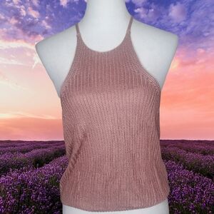 🦋Love Tree 100% Acrylic Soft Knit Mauve Halter Top New In Original Packaging